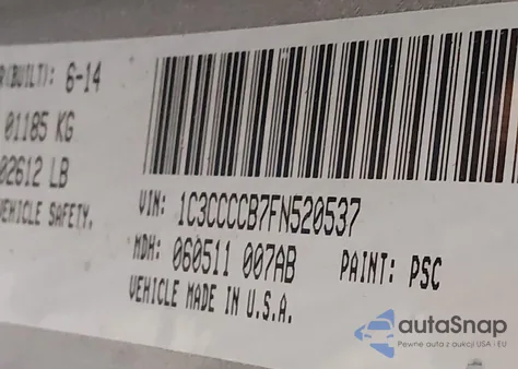 2015 Chrysler 200 C z USA, uszkodzony, nr VIN 1C3CCCCB7FN520537